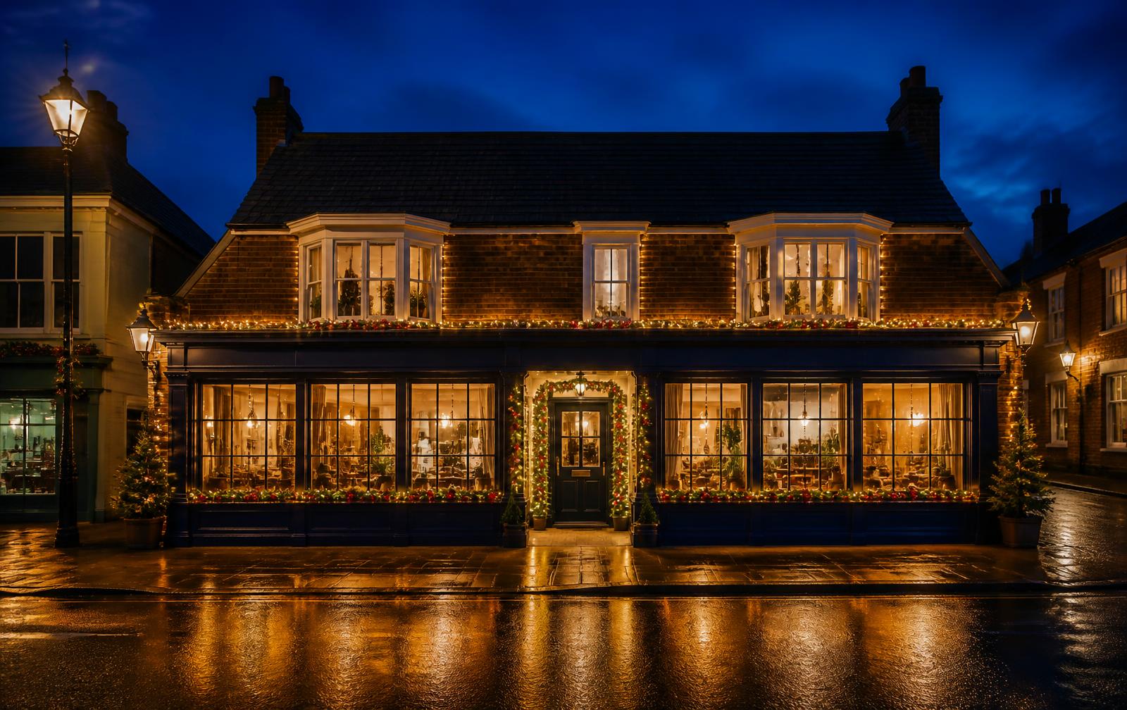 Tastefully illuminated shopfront at night